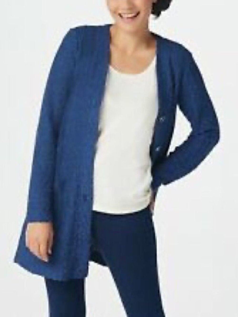 GRAVER Susan Graver Novelty Slub-Knit Cardigan